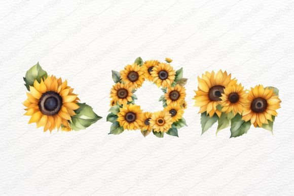 Download Watercolor Sunflower Summer Element Set - Element Collection