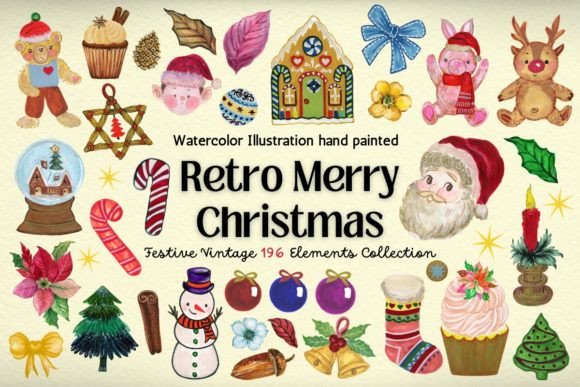 Download Retro Christmas 196 Elements - Element Collection