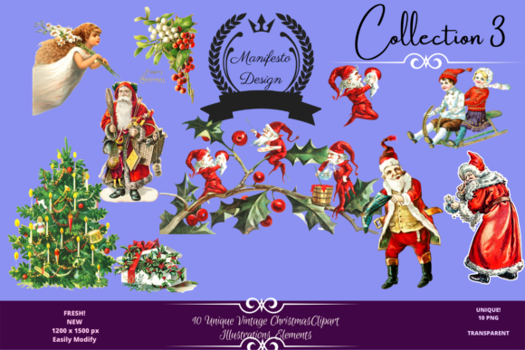 Download Vintage Christmas Illustration Clipart 3 - Vintage christmas Collection