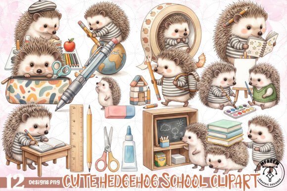 Download Cute Hedgehog School Clipart PNG - Premium Resources