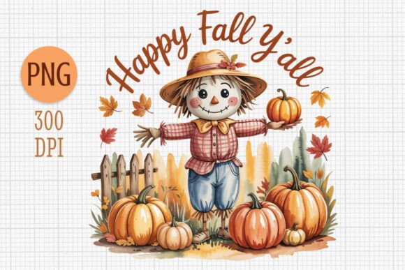 Download Happy Fall Y’all Scarecrow Clipart PNG - Scarecrow Collection