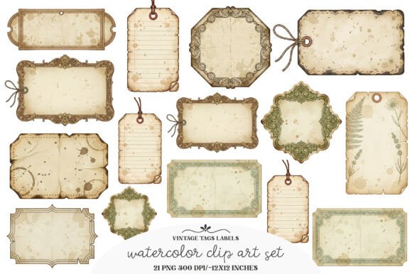 Download Vintage Tags Labels Junk Journal Kit - Labels Collection