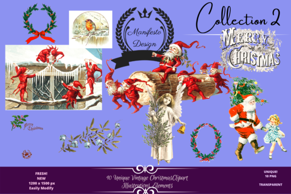 Download Vintage Christmas Illustration Clipart 2 - Vintage christmas Collection