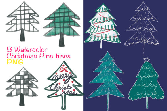 Download Christmas Pine Tree Watercolour Elements - Element Collection