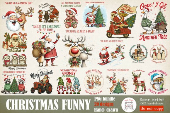 Download Funny Vintage Christmas Illustration Bundle - Vintage christmas Collection