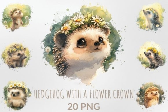 Download Small Hedgehog with a Flower Crown - Hedgehog Collection