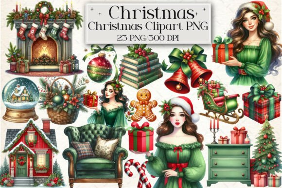 Download Watercolor Classic Christmas Clipart - Premium Resources