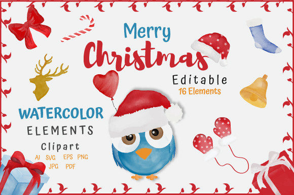 Download Christmas Watercolor Elements Collection - Element Collection