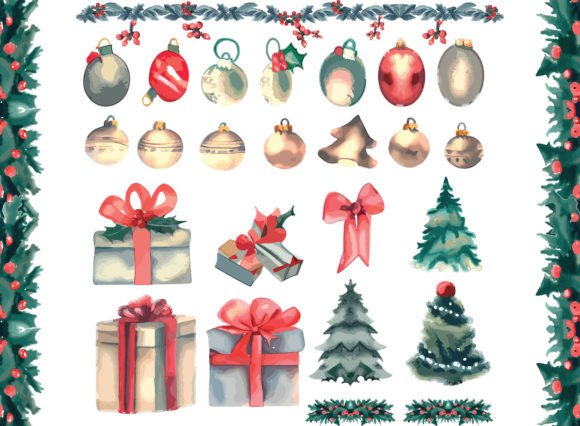 Download Merry Christmas Watercolor Elements - Element Collection