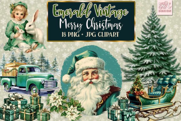 Download Emerald Vintage Christmas Sublimation - Vintage christmas Collection
