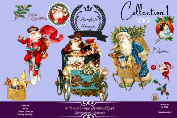 Download Vintage Christmas Illustration Clipart 1 - Vintage christmas Collection